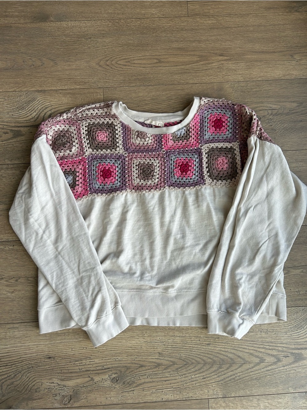 Lucky Brand Sweatshirt with Granny Square Yoke